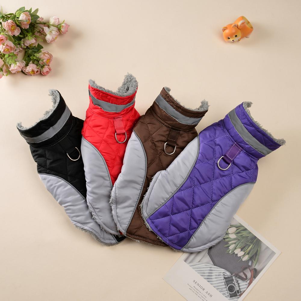 Winter Big Dog Jacket Reflective Waterproof Clothes For Medium Large Dogs Coat With High Collar Thicken Fleece Labrador Outfits