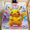Pikachu Printed Pattern Flannel Blanket Warm for Bedroom Sofa Chair Picnic.-TING