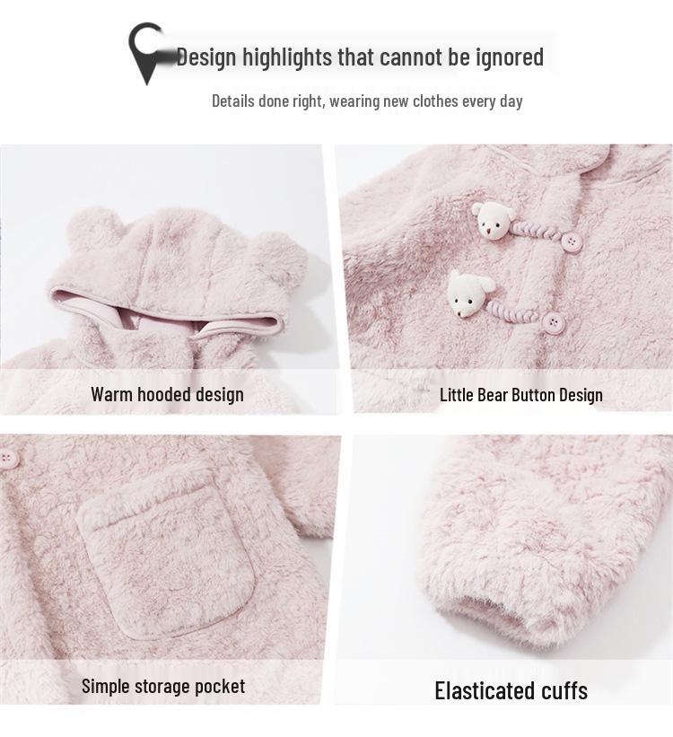 2025 Girls' Fleece-lined Lambswool Coat - Stylish Autumn/Winter Sweater for Kids