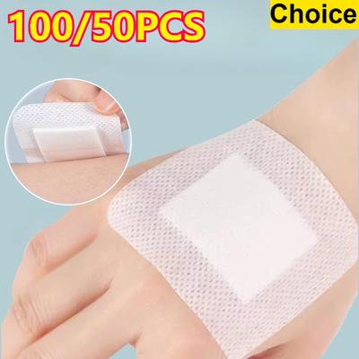 100/50pcs Sterile Dressing Breathable Cushion Adhesive Plaster Wound Hemostasis Sticker First Aid Bandage Emergency Kit