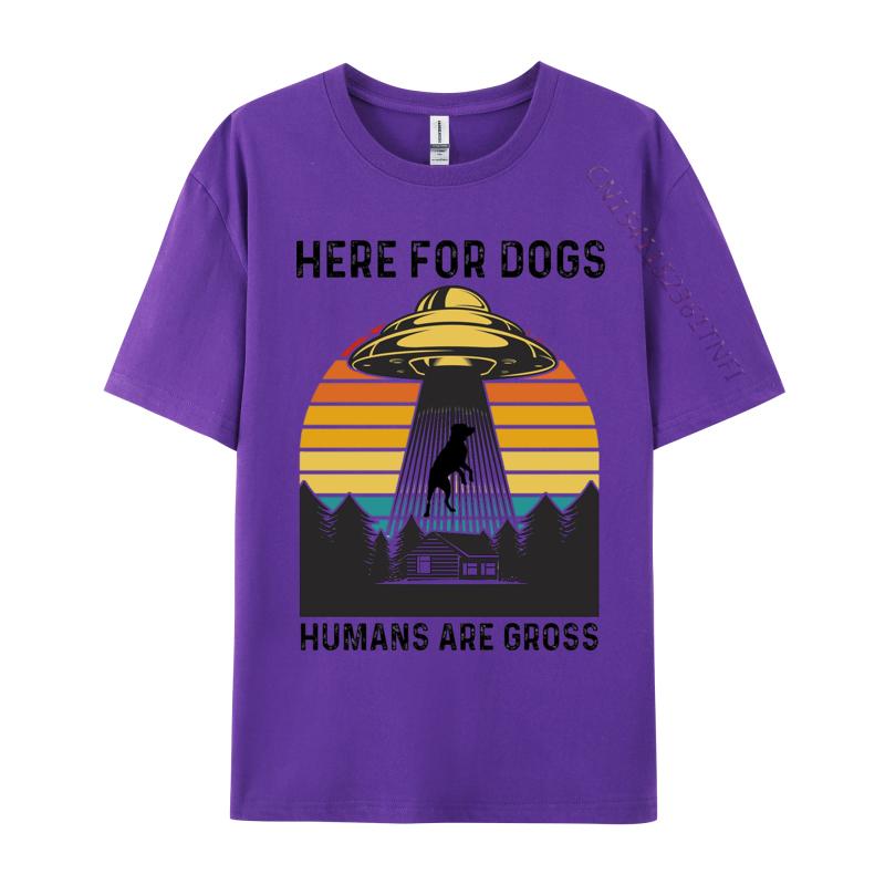 Here For The Dogs T-shirt Pure Cotton s Tops T Shirt Printed Tshirts Fitness Tight Tops & Tees Prevailing Round Neck