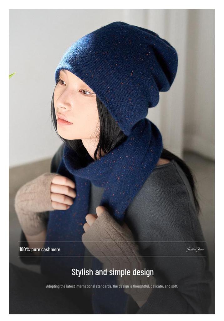 Women's 100% Pure Cashmere Double-Layer Knitted Hat - Warm & Fashionable for Autumn/Winter
