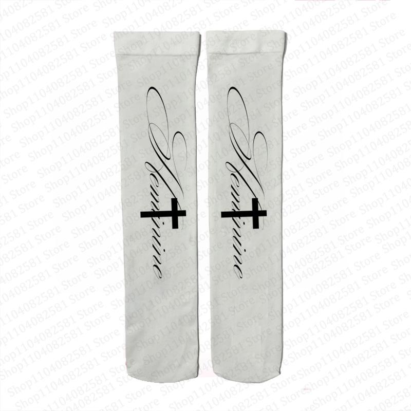 Weiße gotische Retro-Buchstaben-Druck lange Socken Harajuku schmal geschnittene Kniestrümpfe Y2K-Stil Cosplay süße Mode Socken Kawaii 2000er Emo
