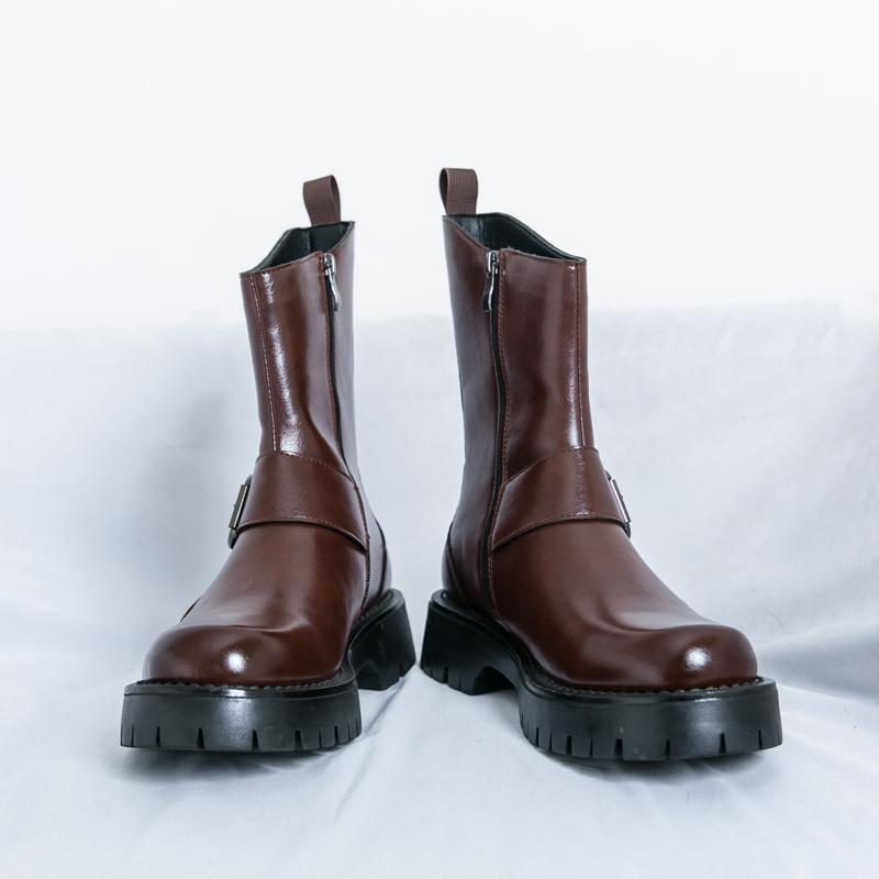 Fashion Outdoor Man Casual Leather Basic Boots High Top Wear Men Boots Leisure Walk Motocross Boots All-match Ankle Botas Business Shoes