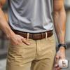 [KEMISANT] Men's Belt, Suitable for Business Casual, Golf, and Jeans, 35mm Width (Dark Brown, 140cm Total Length  Adjustable Waist Size 122-127cm)