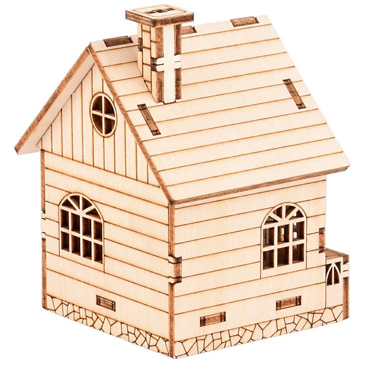 Puzzle 3D Trójwymiarowe Puzzle Drewniany Model Puzzle Pozytywka DIY Mały Domek 70mm * 70mm * 105mm