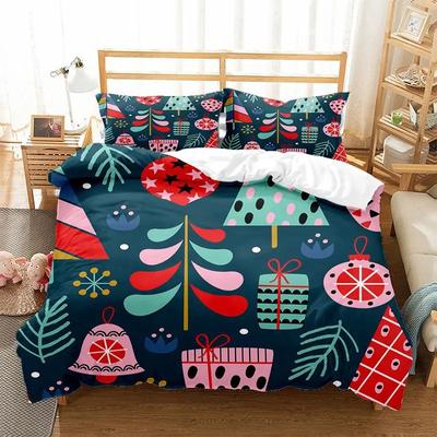 Weihnachts-Bettbezug-Set mit Elchmotiv, King-Size-Größe, Queen-Size-Größe, weiche Weihnachtsbäume, Schneeflocken-Dekor, Urlaubs-Bettwäsche-Set, Bettbezug