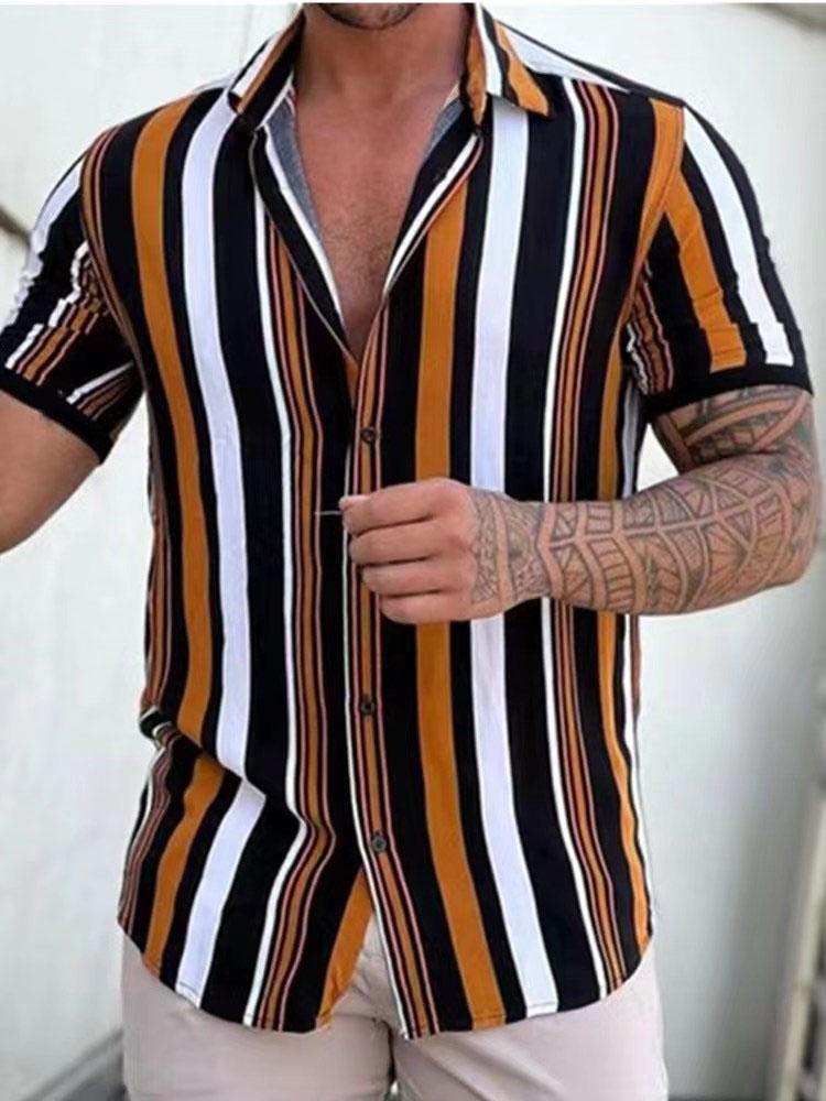 Summer Hawaiian Shirts 3d Printed Striped Sexy Men Women Clothing Men's Vocation Lapel Camisa Fashion Beach Short Sleeve  Blouse