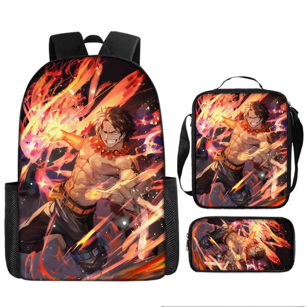 One Piece Cartoon Anime Rucksack Leichte Ergonomische Schultasche für Grundschüler Umhängetasche Federmäppchen Set