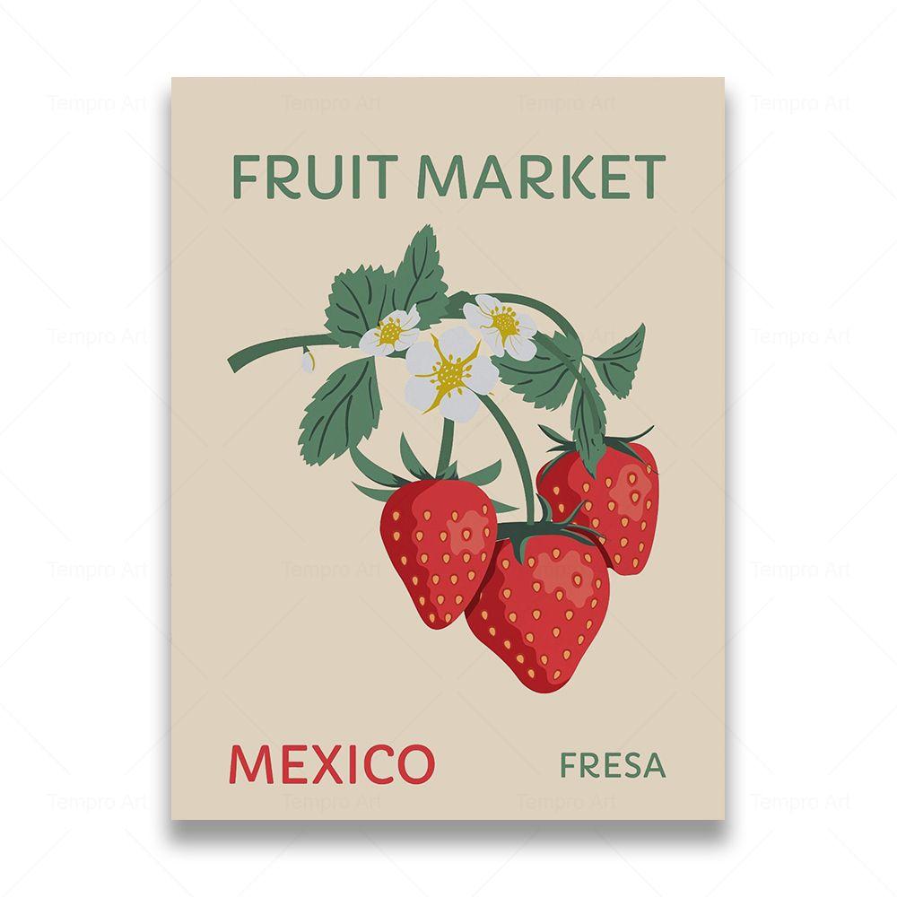Fruit Market Cherry Lemon Orange Vintage Posters Prints Travel Wall Art Canvas Painting Nordic Wall Pictures Kitchen Room Decor