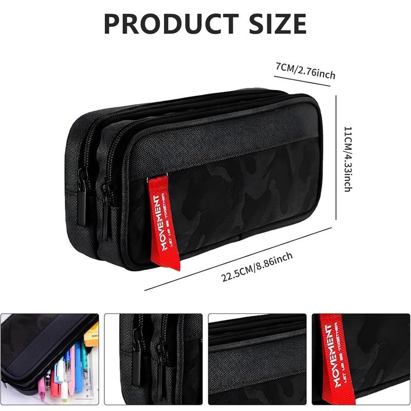 Duża pojemność piórnika dla chłopców i dziewcząt, dwuwarstwowe pudełko z kieszeniami zapinanymi na zamek błyskawiczny