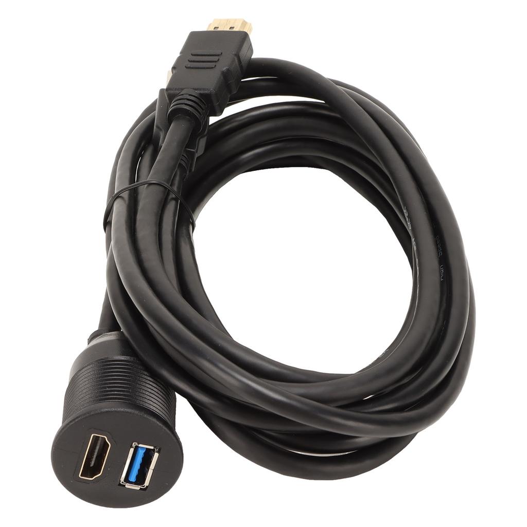 Flush Mount Extension Cable Dual Ports USB3.0 High Definition Multimedia Interface Cable