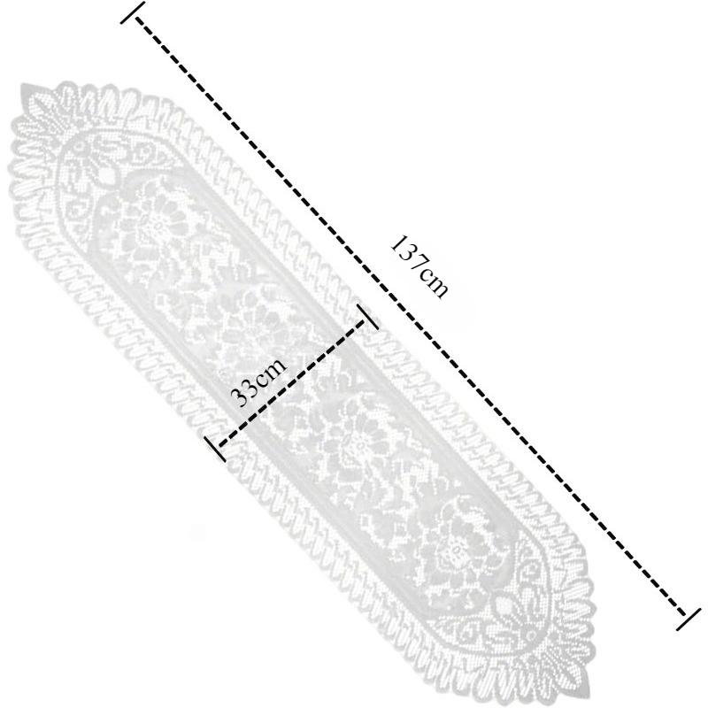 1pc Cotton Crochet Lace Rectangular Table Runner Dresser Scarf Doilies White Style,33 X 114cm, 33 X 137cm