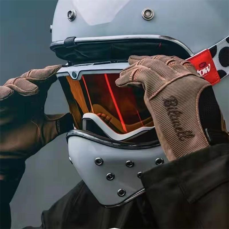 Occhiali da Moto Stile Harley Vintage Antivento Lente Chiara per Casco Mezzo/Integrale Piloti Con Occhiali da Vista