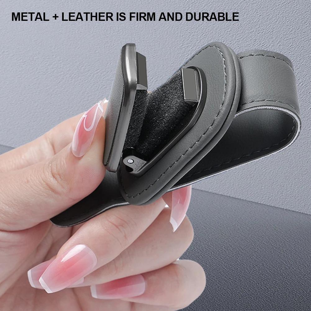 Universal Car Sun Visor Sunglasses Clip Card Ticket Holder Super Fiber Leather Eyeglass Storage Holder Auto Interior Accessories