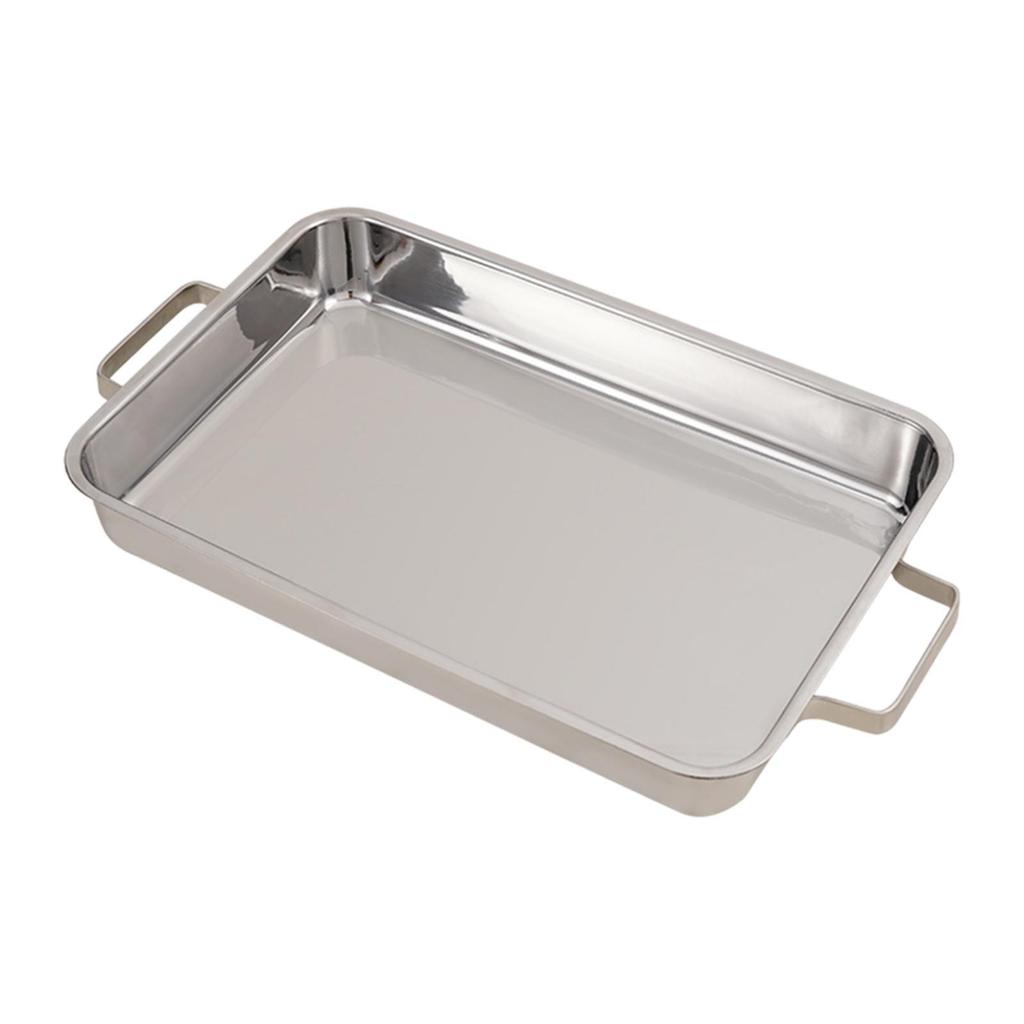 Stainless Steel Fish Baking Tray Sturdy Grill Plate for Meat Cooking Lasagna Silver M