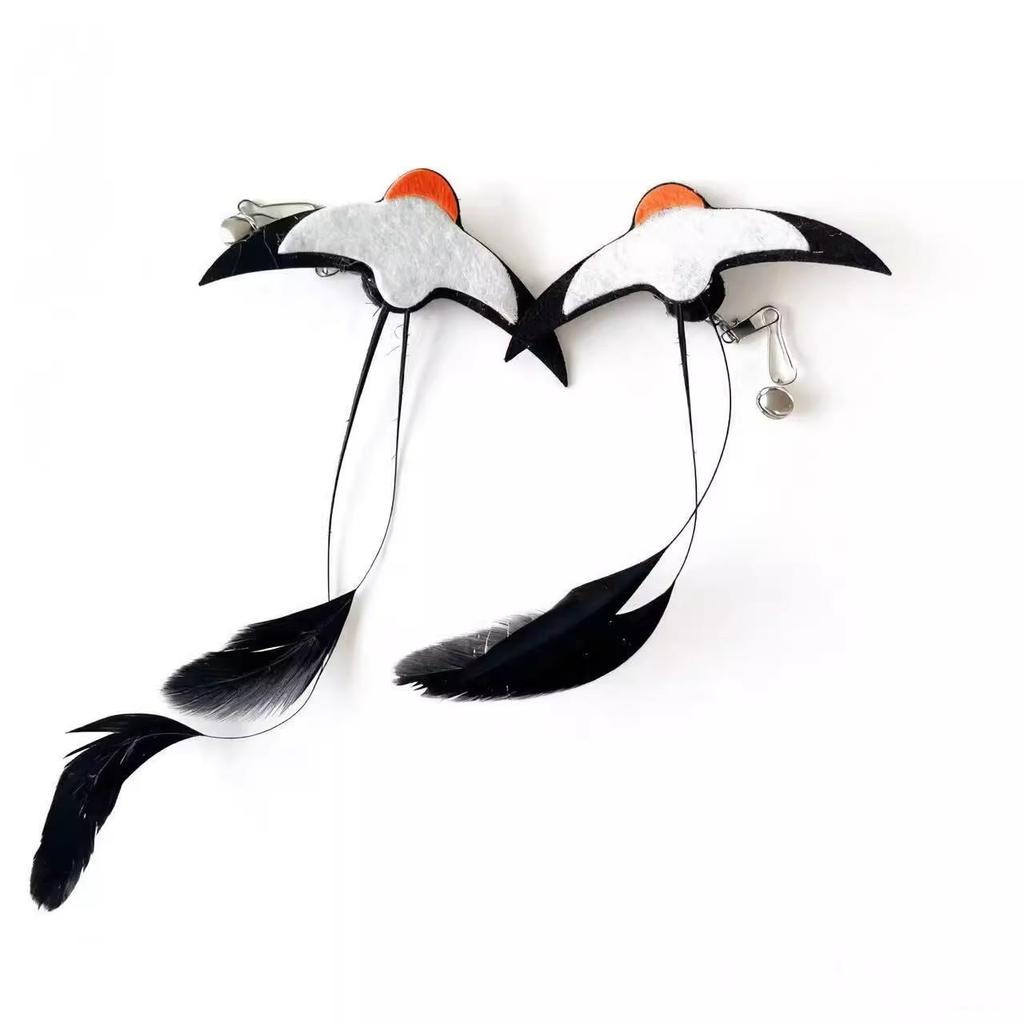 Cat Teaser Wand Replacement with Bell & Feather for Interactive Kitten Play