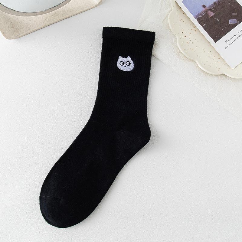 Damen Frühling und Herbst Warme und Trendige Bestickte Sportliche Lange Baumwollsocken