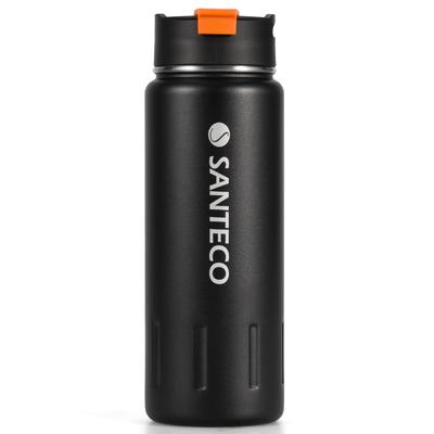 SANTECO Stainless Steel Vacuum Insulated Water Bottle with Insulates Hot and Cold Wide Sports for Car Outdoor Black Lid, 710ml, Water, Mouth, Bottle,