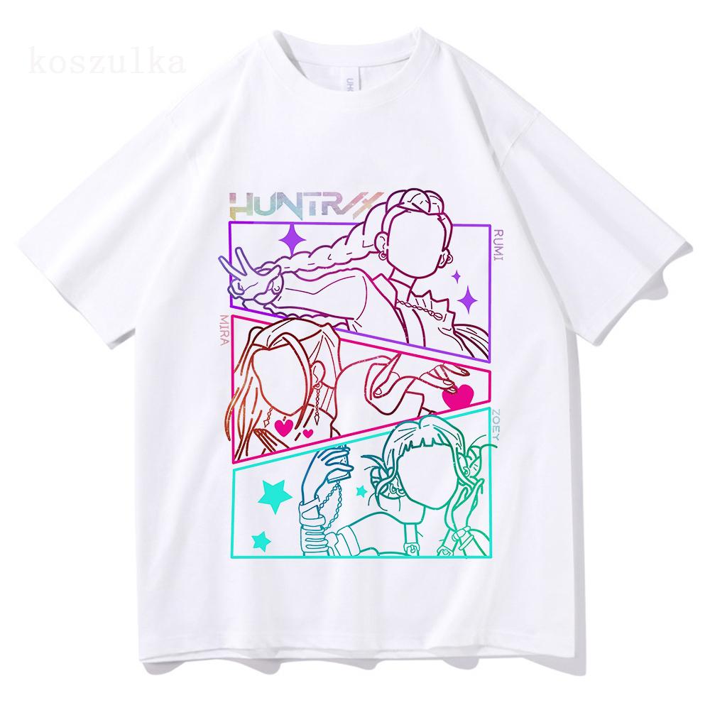 

2025 Movie Demon Hunter T-shirt Summer Loose Women s T-shirt Street Fashion Women s Hip-hop Fashion Casual T-shirt Tops Y2K Top S