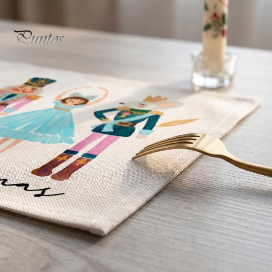 Sturdy Hemmed Table Linens Christmas Mat, Heat-Resistant Faux Linen Placemat, Non-Slip Heat Resistant Pads Washable for Holiday Dining Party Decor Non