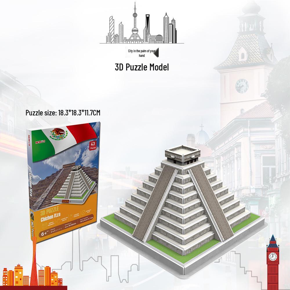 Large 3D World Architecture Puzzle - Handmade Cardboard Model for Children
