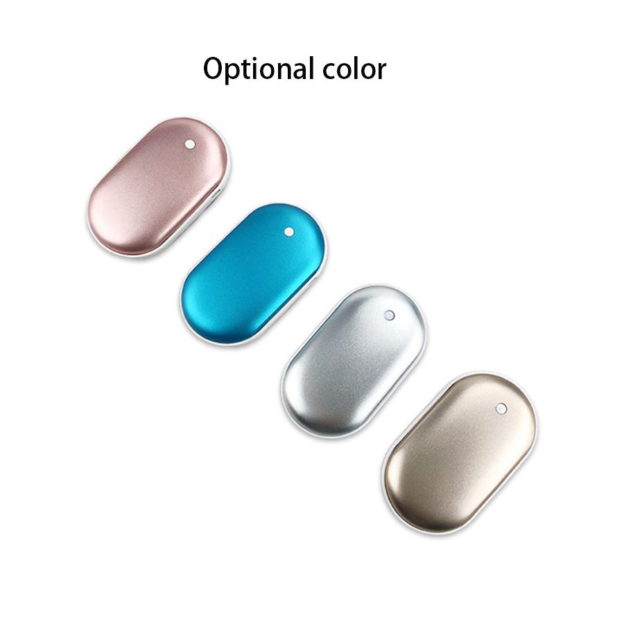 Double-side Heat Hand Warmer Power Bank Silver Energy Saving 5000mAh+ USB Cable