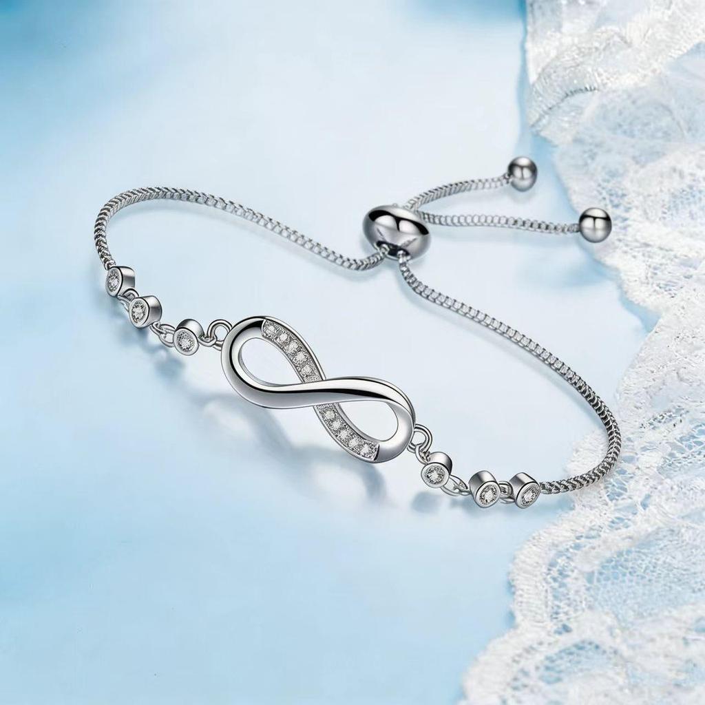Women's Copper Adjust. Bracelet W/ Zircon Inlay – Fashionable 8-Shaped Luxury