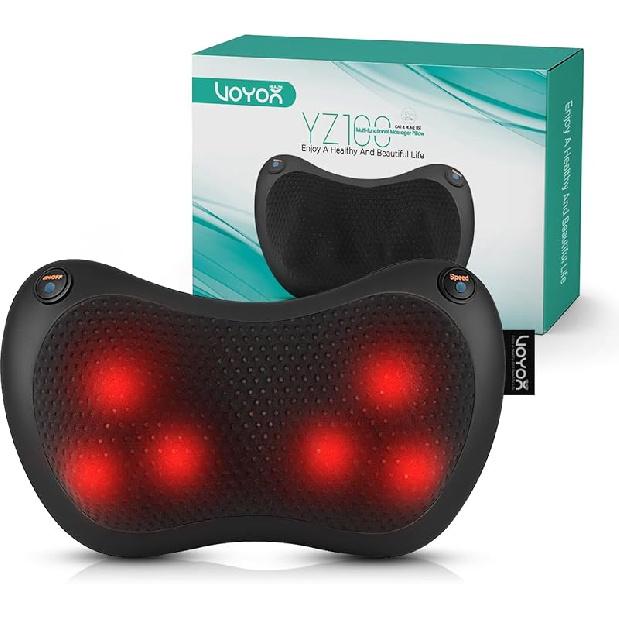 VOYOR-Health Массажер для шеи и спины Шиацу с подогревом - 3D разминающая подушка для глубокого массажа тканей для поясницы, плеч, икр, стоп, для использования дома,