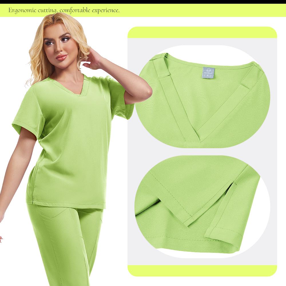 Nine Colors Available: Short-Sleeve Long Pants Handwashing Set for Beauty Salon & Medical Staff