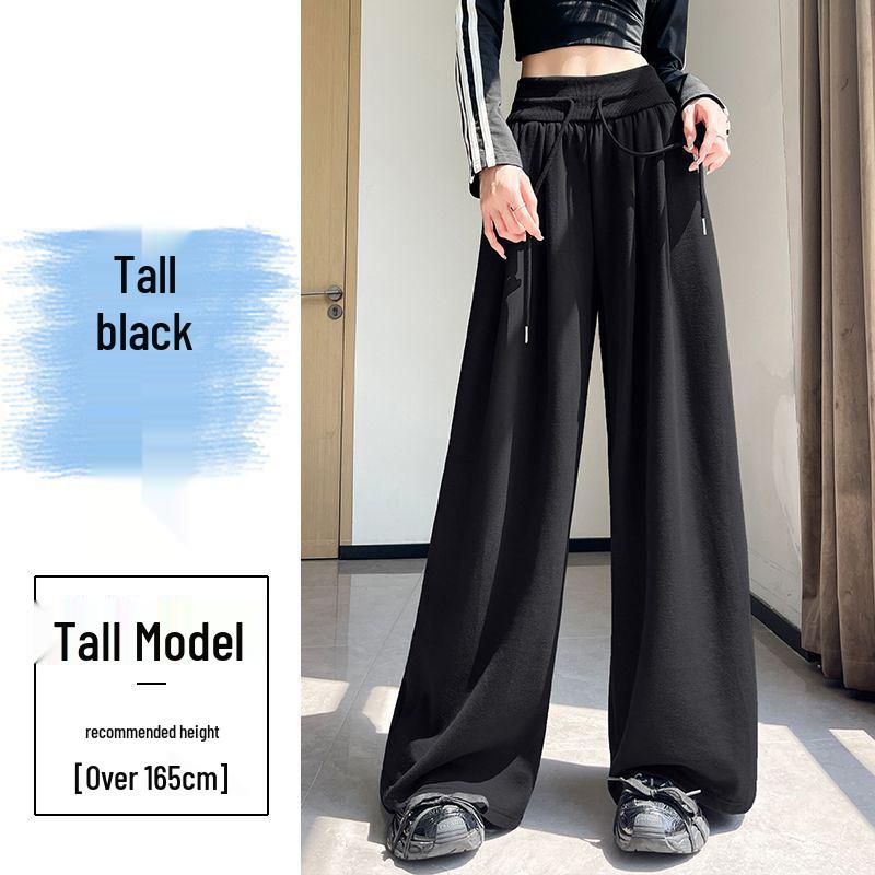

2026 Women s High Waist Wide Leg Sport Sweatpants - Petite Floor Length with Tummy Control and Drawstring 2XL (130-140 jin)