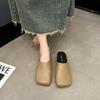 One foot square head half slippers women's spring and summer new outer wear light mouth comfortable versatile heelless lazy slippers