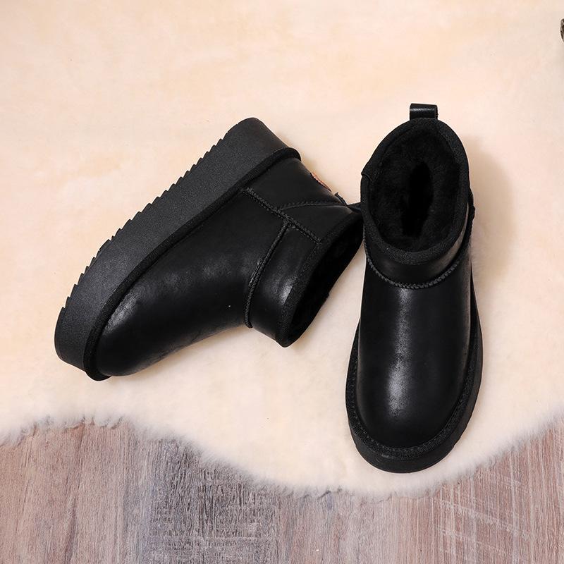 Echthaar Schneestiefel Damen 2025 Winter Samt verdickt Oberbekleidung rutschfest kurze Stiefel wasserdichte dicksohlige Baumwollschuhe