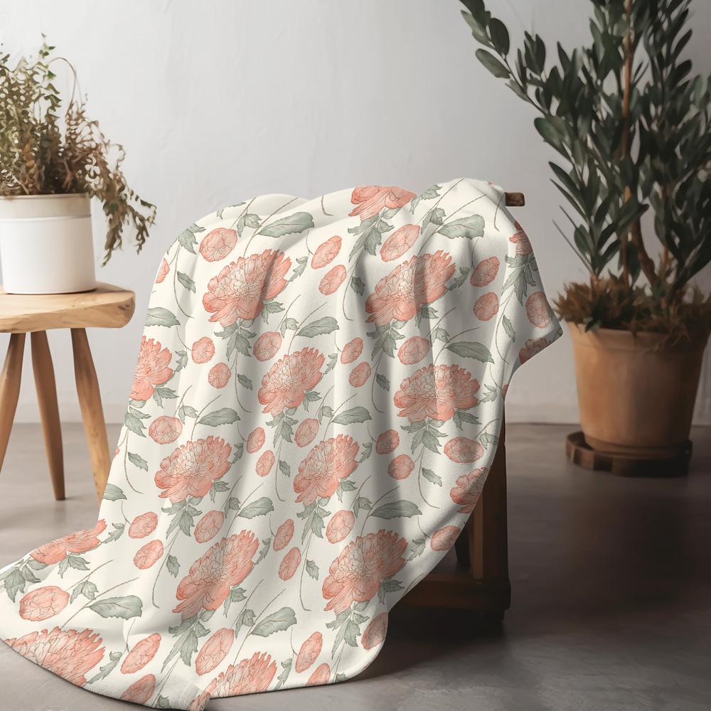 Floral Watercolor Print Blanket Soft Fleece Throw Blanket for Sofa Bed Couch Decorative Gift