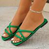 Fashion Orange Flat Sandals For Woman Leather Luxury Casual Summer Non-slip Slippers Ladies Open Toe Square Head Outdoor Beach Slippers