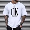 Men's Loose Plus Size Black & White Short Sleeve Cotton Sports T-Shirt