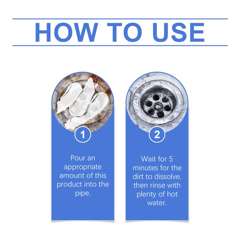 Drain Unclogging Agent Powerful Pipeline Cleaner for Kitchen Sink Toilet Bathtub and Bathroom Quick Dissolving Formula