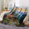 Village Print Flannel Blanket, High Quality Comfortable for All Seasons, Home Decor, Warmth and Comfort, Perfect for Christmas Gifts
