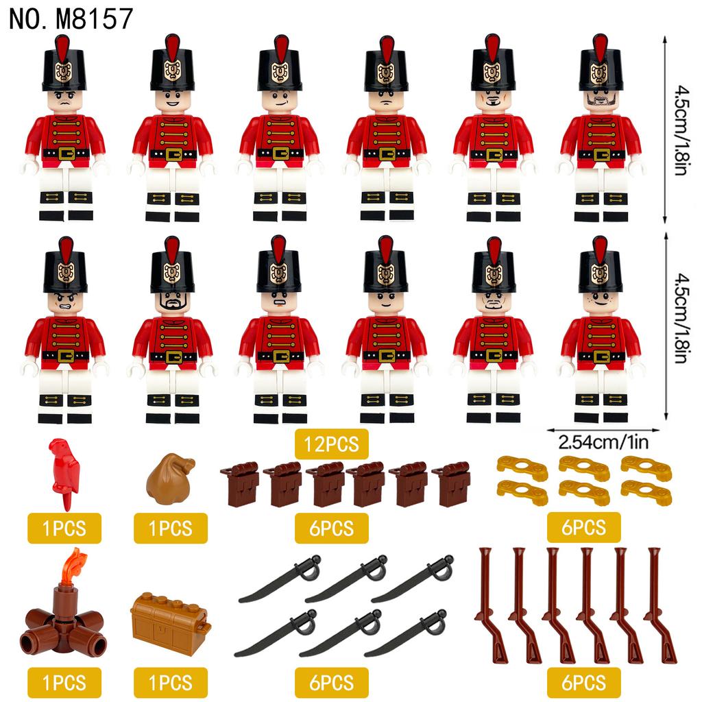 12pcs European Royal Navy King's Guard Soldiers Children's Building Block Toys