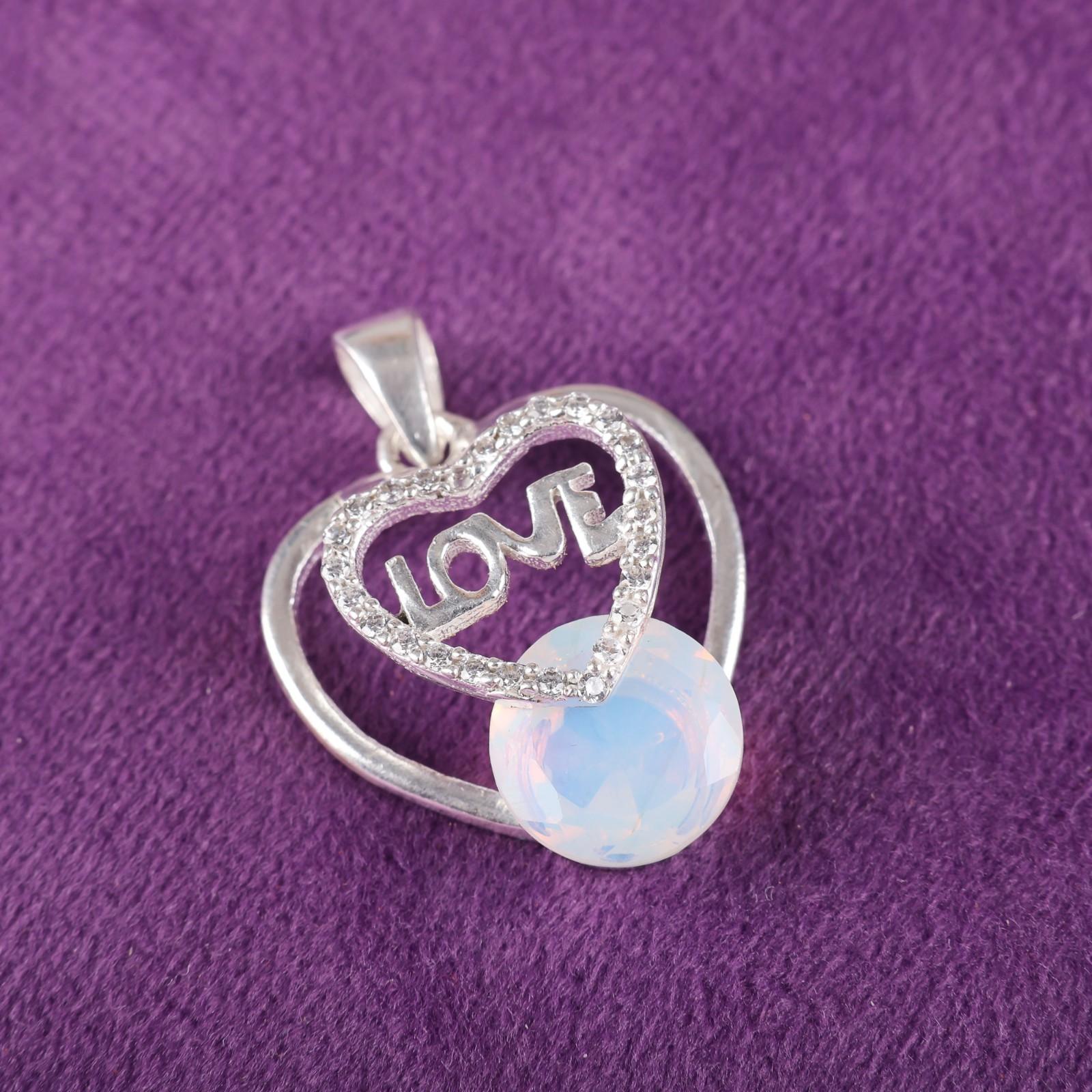 

For Gift Milky Opal Gemstone 925 Sterling Silver Jewelry Zircon Pendant 1.10 CZP-3-15