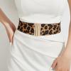 Leopard Retro Print Metal Buckle Wide Elastic Waist Belt Women Street Look Style
