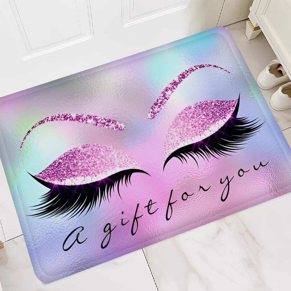Rose Golden Glitter Eyelash Hallway Carpet Washable NonSlip Living Room Sofa Chairs Area Mat Kitchen Doormat Area Rug