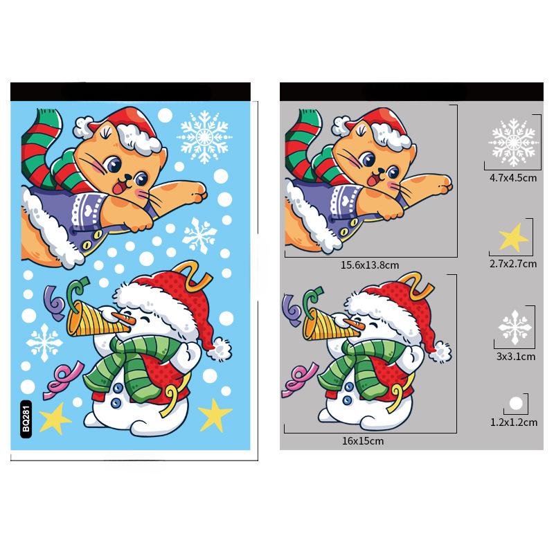 Vánoční dekorace Samolepky na okno Cartoon Elk Santa Claus Sněhulák Vánoční zrcadlové samolepky Veselé Vánoce Samolepka Nový rok