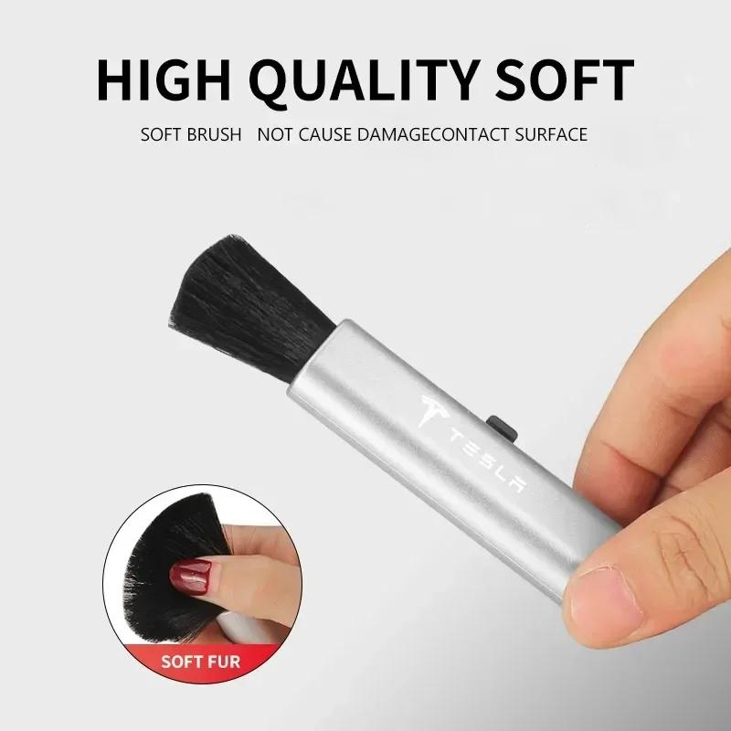 Car Sticker 2025 New Tesla Car Dust Brush Mini Air Outlet Air Conditioning Cleaning Sweep Dust For Tesla Model 3 Model X Y MODEL