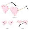 Holiday Party Funny Eyewear Heart Rimless Sunglasses Sunglasses for Women UV400 Tears Shape