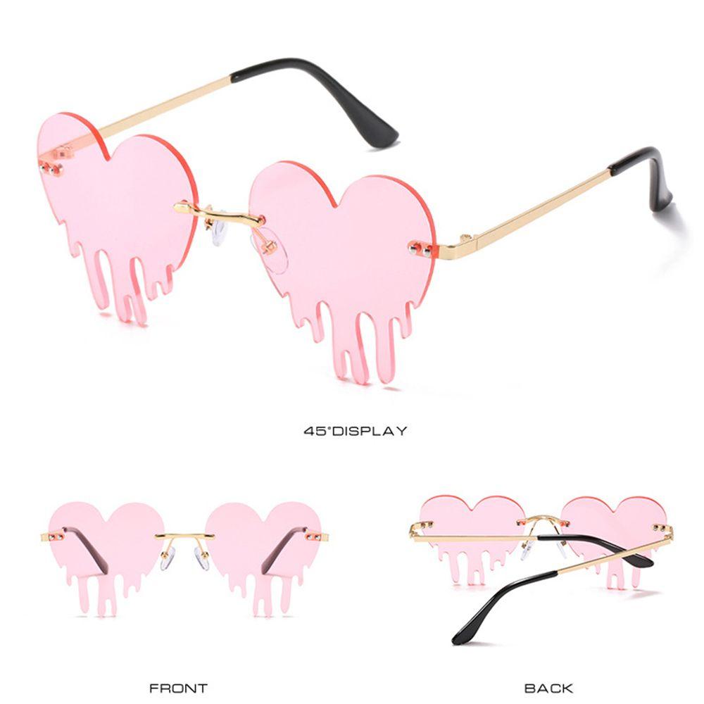 Holiday Party Funny Eyewear Heart Rimless Sunglasses Sunglasses for Women UV400 Tears Shape