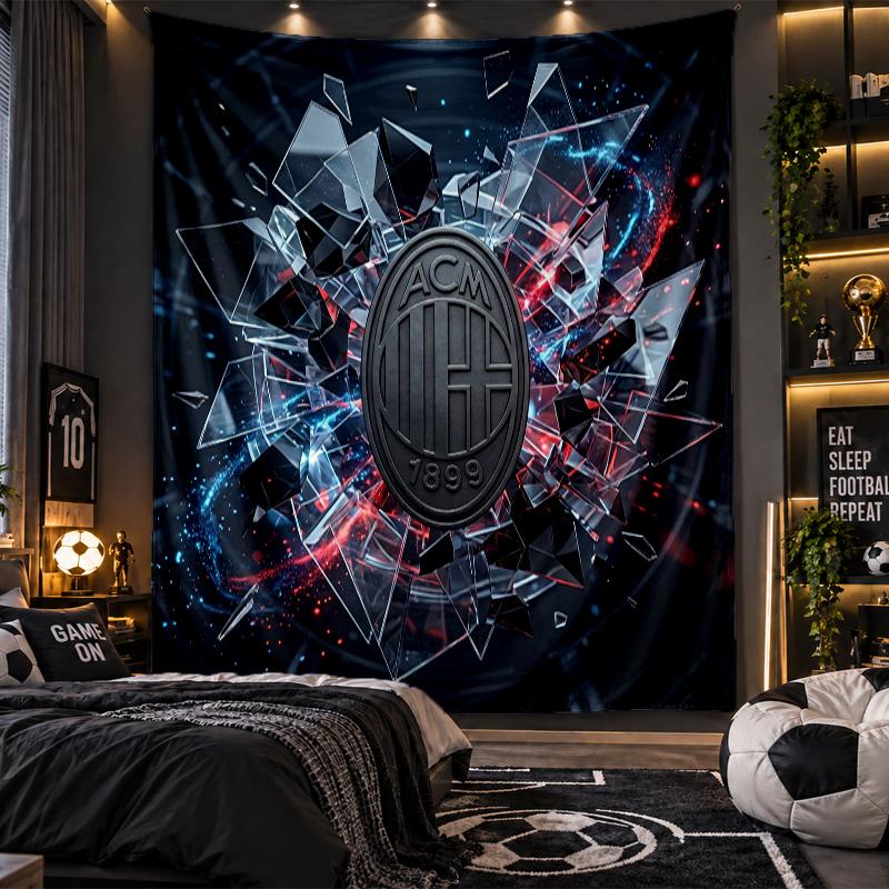 Wandbehang Wandteppich AC Mailand Druck Stoff für Wohnzimmer Schlafzimmer Heimdekoration