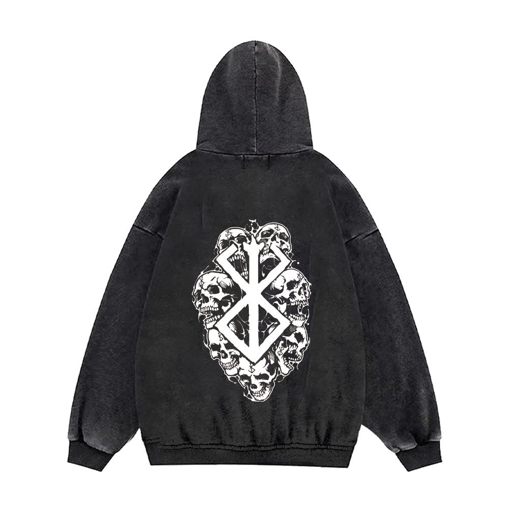 Anime Berserk Guts Print Hooded Men Women Vintage Cotton Hoodies Hot Manga Sweatshirt Harajuku Unisex Streetwear Trendy Pullover