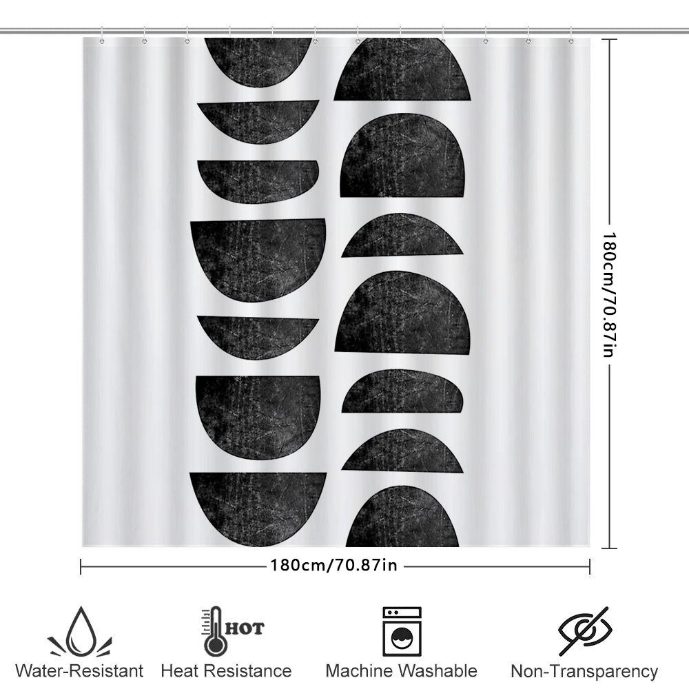 Modern Abstract Shower Curtain Set Waterproof Bathroom Decor Farmhouse Geometric Pattern Fabric Liner Backdrop Washable