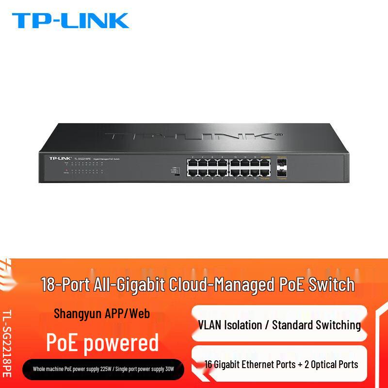 TP-Link TL-SG2218PE 18-Port Gigabit PoE+ Cloud Managed Switch